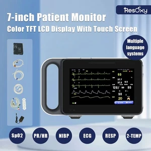 Tragbarer Patienten Vitalzeichen Monitor 7 Zoll Bildschirm EKG/NIBP/TEMP/RESP/SPO2/PR - Bild 1 von 8