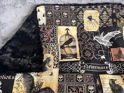 Nevermore Collage And Luxe Cuddle Blanket Adult Size 55”x80” Goth Black Cozy - Image 1 of 4