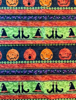Kim Schaefer For Andover Fabrics Halloween Fabric Pumpkin Witch 18 x 44” - Image 1 of 3
