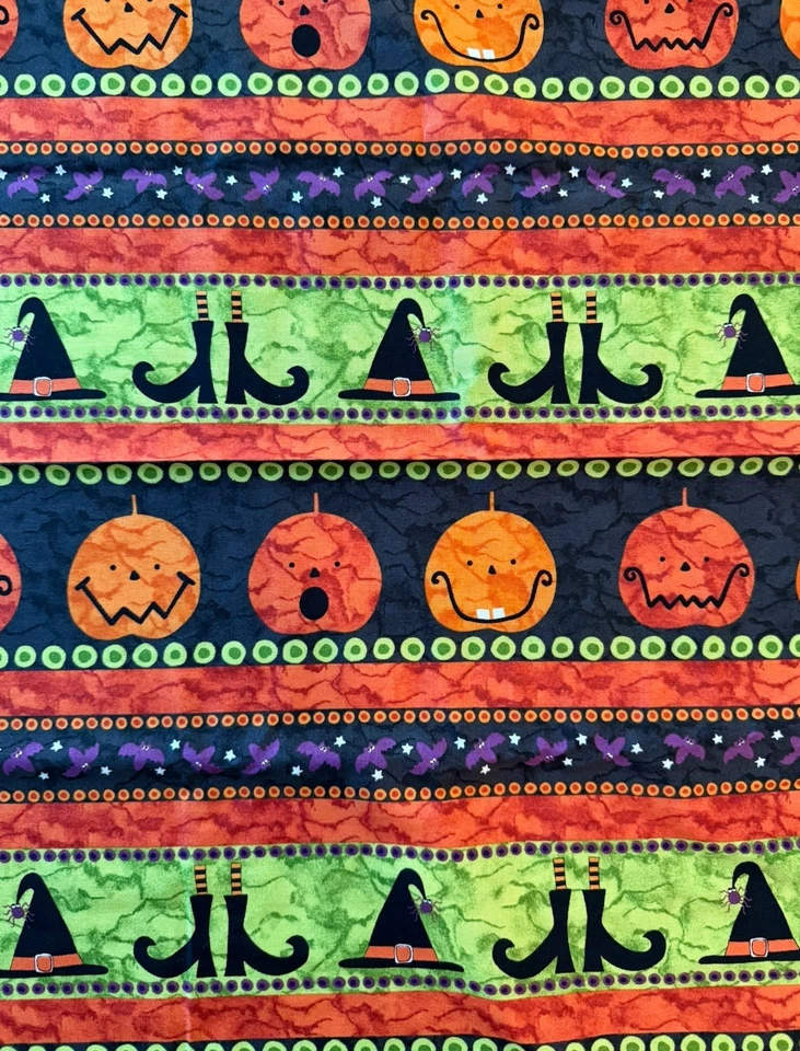 Kim Schaefer For Andover Fabrics Halloween Fabric Pumpkin Witch 18 x 44” - Image 1 of 3