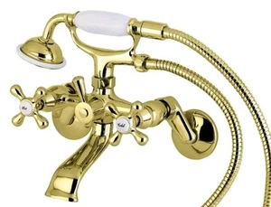 Kingston Brass KS285PB Tub Faucet with Hand Shower in Polished Brass Finish - Picture 1 of 10