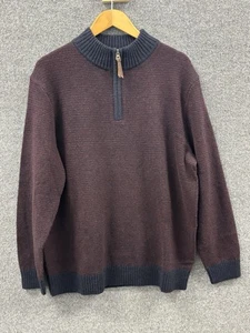 Pendleton Men's L Burgundy/ Blue Washable Shetland Wool Half Zip Sweater Jumper - Picture 1 of 11