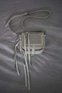 Alexander McQueen MCQ White Leather Loveless Studded Womens Mini Crossbody Bag - Picture 1 of 23