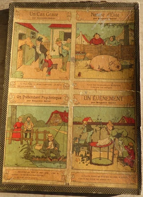 Jeu ancien Boîte PUZZLES carton BENJAMIN RABIER 3 planches - Photo 1/4