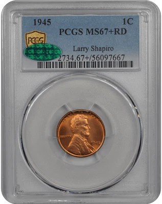 1945 Lincoln PCGS CAC RD 67+ - Image 1 of 4