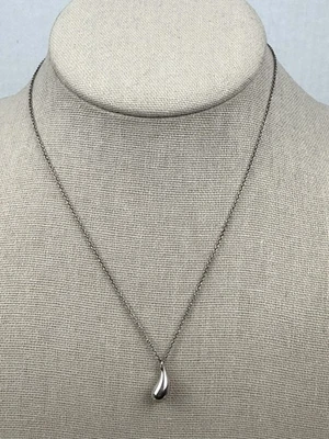 TIFFANY & Co Elsa Peretti 925 Plata de Ley Lágrima Colgante Collar 16" Foto 1 de 4