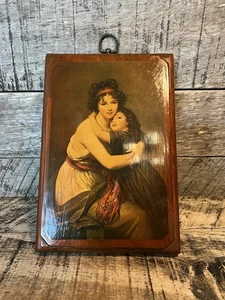 Vintage Holz und Druck Dame mit Kind Holz Plakette Wohndeko - Bild 1 von 10