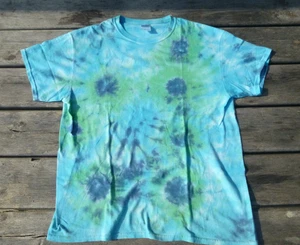 Men's Blue Tie Dyed T-Shirt Size Large - Picture 1 of 5