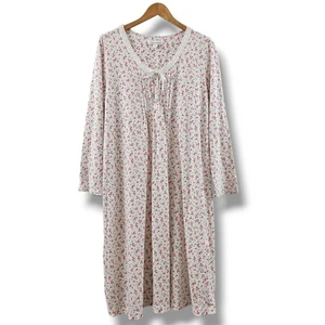 Camisón Carole Hochman para mujer L floral manga larga 100 % algodón ribete de encaje - Imagen 1 de 9