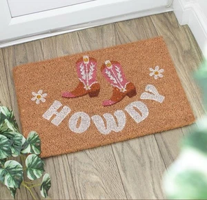 Howdy Cowboy Cowgirl Western Boots Country Home Doormat - Picture 1 of 2