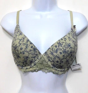Lucky Brand Floral T-shirt Bra 38C Grey Blue Underwire New With Tags Lace Boho - Picture 1 of 11