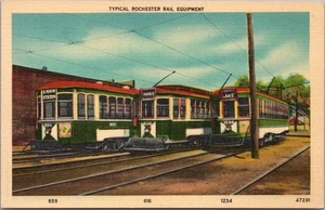 c1940s ROCHESTER, New York LINEN Postcard "Typical Rail Equipment" Trolley - Picture 1 of 2