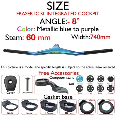 Integrated Cockpit 8°/17°/25° with Computer Mount MTB XC One-piece Handlebar - Image 1 of 4