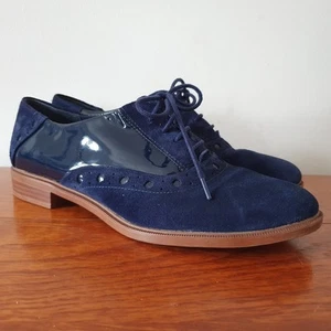 Clarks Somerset Taylor Skies Blue Suede Oxford Two Tone Lace Up Shoes UK 7 D - Picture 1 of 8
