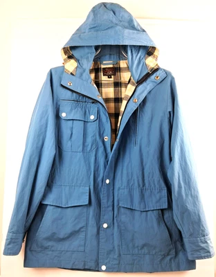De Colección Chaqueta Woolrich Para Hombres Mediana Azul Forrada a Cuadros Con Capucha Cremallera Rompevientos Abrigo EE. UU. Foto 1 de 4