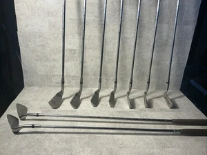 Stainless Golf Clubs-set of Irons 3-9 + PW & SW PEDERSEN GOOD Chamois Grips VTG - Picture 1 of 12