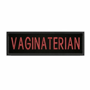 Vaginaterian Patch 4" W x 1.5" T Iron-on Applique Decor Funny Biker Emblem - Picture 1 of 22