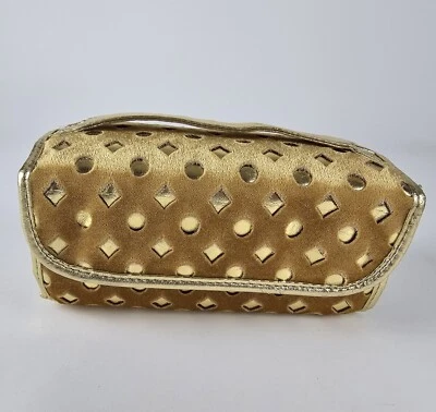 SR SQUARED BY SONDRA ROBERTS Gold Diamond 4 Compartment Makeup Tote Bag Rare - Image 1 of 4