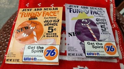 DE COLECCIÓN AÑOS 60 FUNNY FACE PILLSBURY 2 SELLADO JOLLY OLLY NARANJA Y UVA GOOFY  Foto 1 de 4