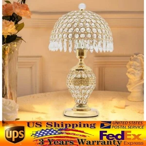 Gold Crystal Table Lamp Desk Bedroom Living Room Lighting Bedside Light E26 Lamp - Picture 1 of 15