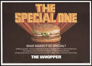 Vintage placemat BURGER KING dated 1981 The Special One picturing The Whopper - Picture 1 of 3