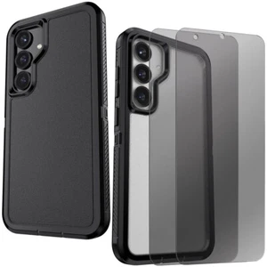 Hard Case Dual Layer Cover Privacy Tempered Glass For Samsung Galaxy S25+/Ultra - Picture 1 of 31