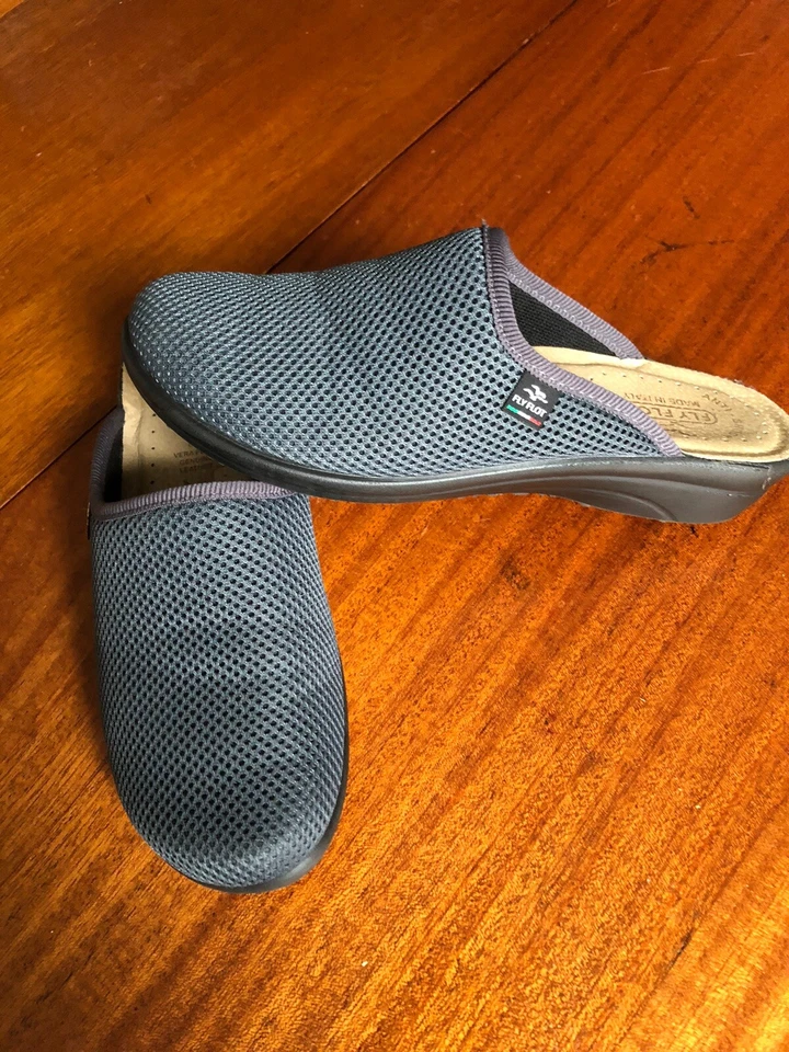 Flyflot Talla US 8.5 Azul Malla Mules Zuecos Cuero Anatómico Anti Golpes Comodidad Foto 1 de 4