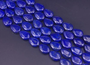 Natural Lapis Lazuli Gemstone Flat Teardrop Beads 10mm 12mm 14mm 16mm 18mm 15.5" - Picture 1 of 8