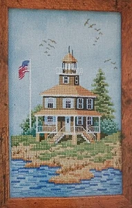 Modello punto croce FARO LOUISIANA bandiera americana uccellini alberi acqua - Foto 1 di 8