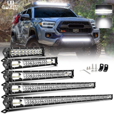 7-50" Ultra Slim LED Light Bar Dual Row Spot Flood Combo Fog Offroad Car Trucks - Image 1 of 4