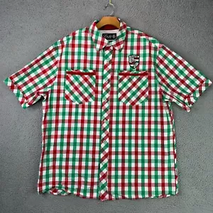 Vintage Eight 732 Shirt Mens 3XL Red Green Gingham Check 90s Rap HipHop Urban - Picture 1 of 15