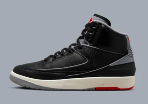 Nike Air Jordan 2 Retro Black Cement Grey Red White Sneaker DR8884-001 Mens Size - Picture 1 of 8