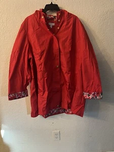 Susan Graver Water Resistant Zip Front Jacket with Hood & Seaming Detail Red 3X - Picture 1 of 4
