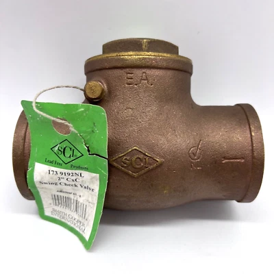 NOB 2" Smith-Cooper SCI Brass Swing Check Valve Solder Ends 200WOG 173 9192NL - Image 1 of 4