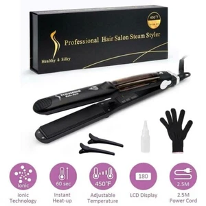 Professioneller Dampf Haarglätter Keramik Dampf Argan Oail Haar Glätteisen UK - Bild 1 von 10
