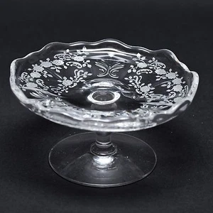 Fostoria Meadow Rose Footed Baroque Compote 2 5/8" RARE - Picture 1 of 4