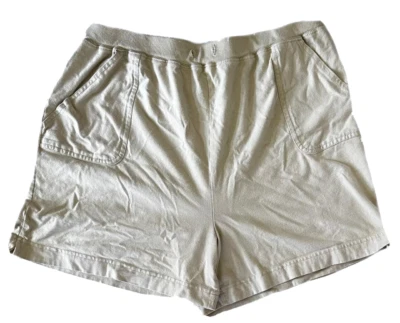 Womans Beige Knitted Shorts, Basic Editions, Cottn/Spandex, Ribbed Waistband, XL - Image 1 of 4