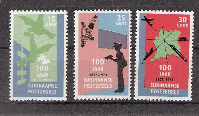 Surinam 1973 Centenario de Estampillas de Surinam MNH (SC# 408-410) Foto 1 de 1