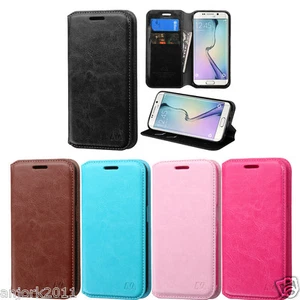 FOR Samsung Galaxy S6 Edge G925 Folio Flip Pouch Case w/Stand+ID Slot Cover - Picture 1 of 26