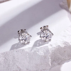 1KT Moissanite Ohrringe 925 Silber VVS1 Edelstein 18K Platin Finish Schmuck - Bild 1 von 12