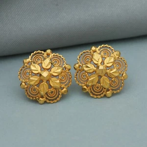 Aretes de oro para mujer pendientes de oro amarillo de 20 quilates joyería india hecha a mano - Imagen 1 de 3