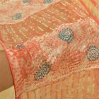 Sanskriti Vintage Cream Sarees Net Mesh Embroidered Woven Premium Sari Fabric