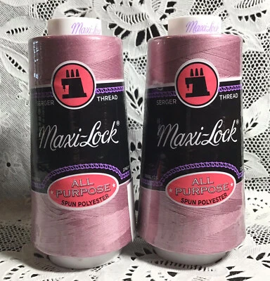NEW 2 Rose maxilock 3000Yd spools 100% polyester overlock sewing thread TEX 27 - Image 1 of 3
