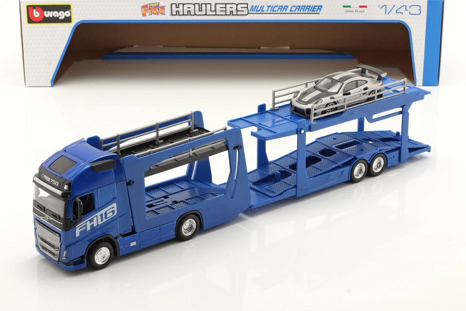 BURAGO  1:43 CAMION BISARCA VOLVO FH 16 +  AUTO  PORSCHE 911  GT2   ART 18-31463 - Immagine 1 di 1