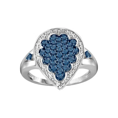 1/2 Ct Real Diamond Cluster Engagement Ring Rhodium Plated ? Sterling Silver - Image 1 of 2