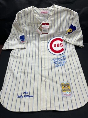 Camiseta Mitchell & Ness firmada por Billy Williams con inscripción de los Cachorros Auto Beckett certificado de autenticidad Foto 1 de 4