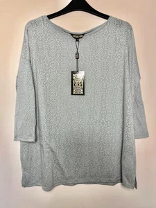 BIBA weiches graues Art Deco Muster Jersey Kurzarm T-Shirt Gr UK 8 10 UVP 42£ - Bild 1 von 4