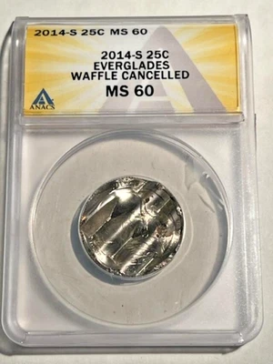 Extremely Rare 2014-s Washington Quarter ATB MINT ERROR.Everglades Florida.ANACS - Image 1 of 4