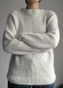 Beautiful handmade knitted, angora 80% Italy, sweater, delicate mint color π± - Picture 1 of 19