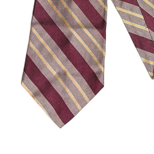 Garrick Anderson Seidenkrawatte Repp Herren 58” Burgund Gold Streifen Preppy Wide Neu - Bild 1 von 4